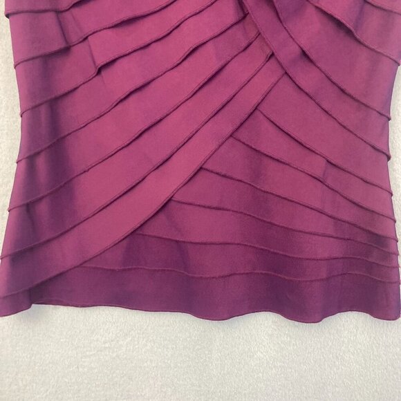 Cartise Cap Sleeve Tiered Blouse Womens 6 Evening Purple Flower Office Top NWT - Picture 8 of 12